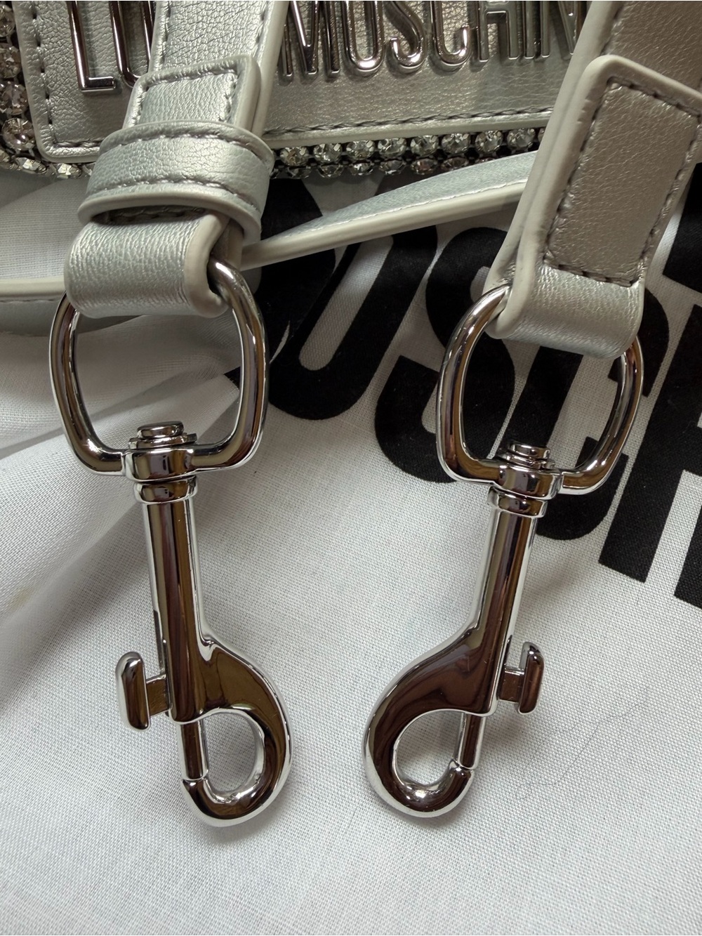 Love Moschino Silver Crystal Logo Crossbody - Picture 7 of 14